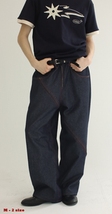 [Hand-Made] Red Line Wide Denim Pants