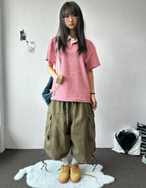 Down Loaf Two-Style Pigment Balloon Cargo Bermuda Shorts 3color