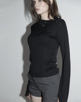 Diagonal Button Long Sleeve Black