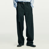 belted pin wide slacks black