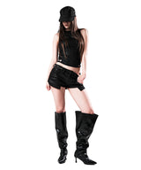 GLOW DENIM HOT PANTS BLACK