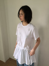 Eyelet Ruffle Crewneck T-Shirt (3color)