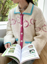 Soft and loose embroidered apple pattern sweater