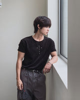 クロススタッズ リブ 半袖Tシャツ