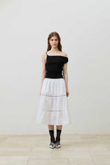 SHERRY UNBALANCE SHIRRLING TOP / BLACK