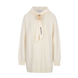 13DE MARZO Bear Knit Hoodie Dress Beige