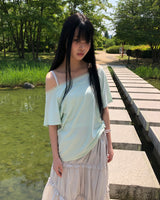 Doen Lace Off-Shoulder Short Sleeve T-Shirt
