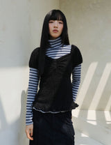 SOFT SHIRRING T-SHIRT(BLACK)