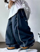 PIPING ナイロンバルーンワイドロングパンツ 🫐💙🖤🩶3COLOR