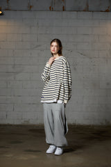 JERRY STRIPE OVERFIT LONG SLEEVE T-SHIRT / IVORY