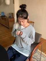 [unisex] アンリウォーマーヘンリーネックオーバー長袖Tシャツ