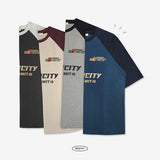 シチン オーバーサイズフィット カラーラグランショートスリーブTシャツ
