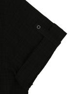 テクスチャークロップロールアップチェック半袖シャツ - ブラック