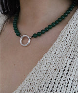 [MADE] Capsule02  Silver Open Pendant Gemstone Necklace _Green