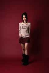 レースフレームTシャツ #ベージュ