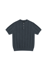 Ribbed Knit Henley Shirt
