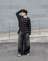 Limit destroyed wide denim pants