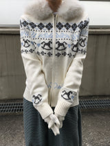 Merrygo Nordic Knit Fur Hoodie (2c)