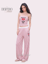 Love Me Stripe Tube Top Sweatpants Set (SET)