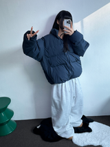 フリース❤ツーピンタックパラシュートロングパンツ 🖤🤍🩶3カラー