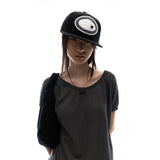Lace Button Snapback / Black