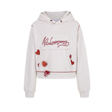 13DE MARZO Heart Bear Pocket Hoodie Grey