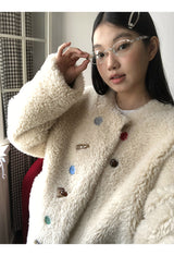 wool kitsch button round fur jacket