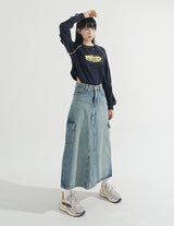 バックスリットカーゴデニムロングスカート