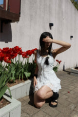 Hazle Cancan Ribbon Strap Sleeveless Mini Dress