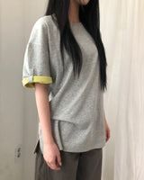 ハロムコントラストロールアップ半袖Tシャツ