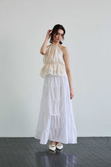 PEARL HALTERNECK TOP / IVORY