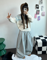 パラシュートツーピンタックバルーンロングワイドパンツ 🖤🩶💜🤎🩷5COLOR