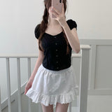 ミニ レース ブラウス (BLACK)