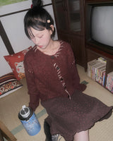 (3color) Mongle Stitch Hairy Loose Cardigan