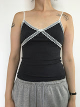 V-cut lace sleeveless (4color)