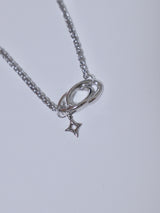 All surgical steel double ring frame necklace