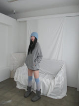 high-neck knit hoodie