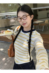 ボウイエローストライプ長袖Tシャツ
