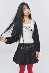 Love & Healthy ロゴノースリーブトップ White