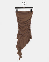 Litte Unbalanced Ruffle Tube Top Layered Dress