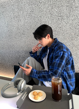 A-ekid overfit check pocket shirt