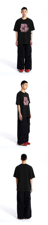 Blur Effect Round T-Shirt-Black