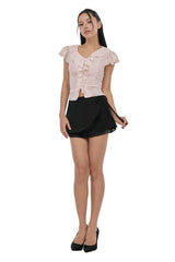 White rosy chiffon blouse