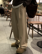 Ever Soft Wool Side Banding Wide Slacks