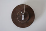 Pencil Black Hair Crystal Silver 925 Necklace handmade