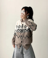 Denby snowflake Nordic button knit cardigan