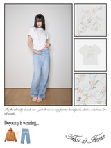 フローラルイニシャルTシャツ