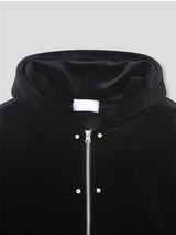[SET UP가능] Velvet mink crop hood zip up