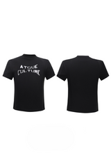 リブド ロゴ Tシャツ