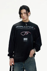 パンクプリントブリーチド長袖Tシャツ